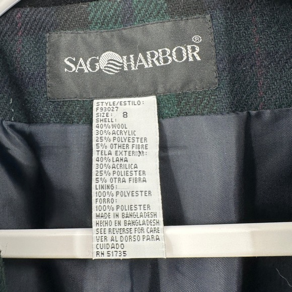 Sag Harbor Women Old Money Tartan Blazer Sz 8 Wool Blend Preppy Heritage Classic - Picture 3 of 8